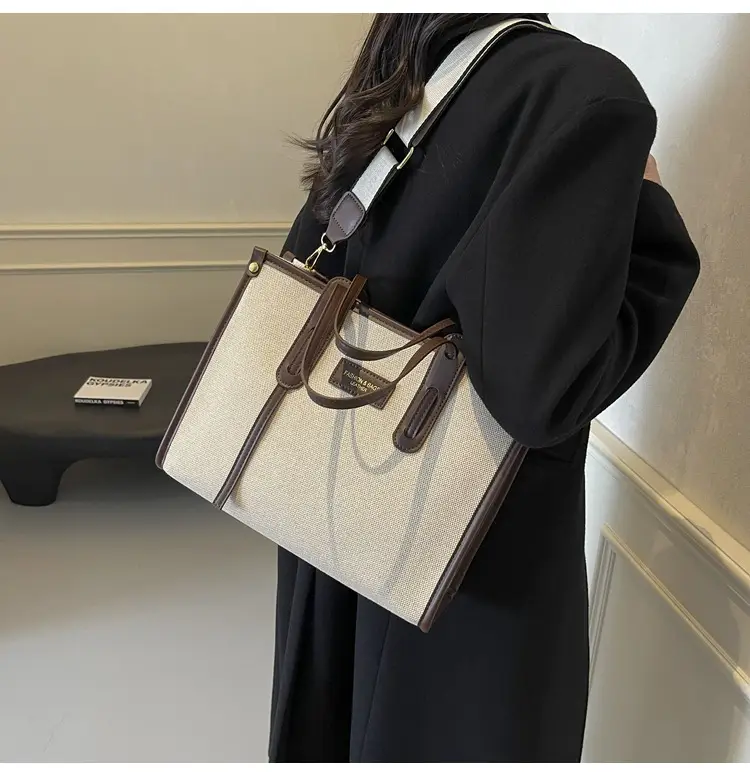 Women's Large Canvas Shoulder Crossbody Bag Grey — feature 35