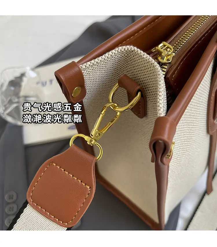 Women's Large Canvas Shoulder Crossbody Bag Grey — feature 6