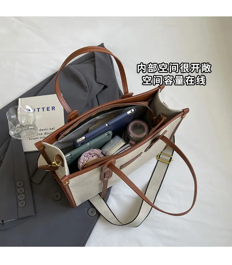 Women's Large Canvas Shoulder Crossbody Bag Grey — feature 8
