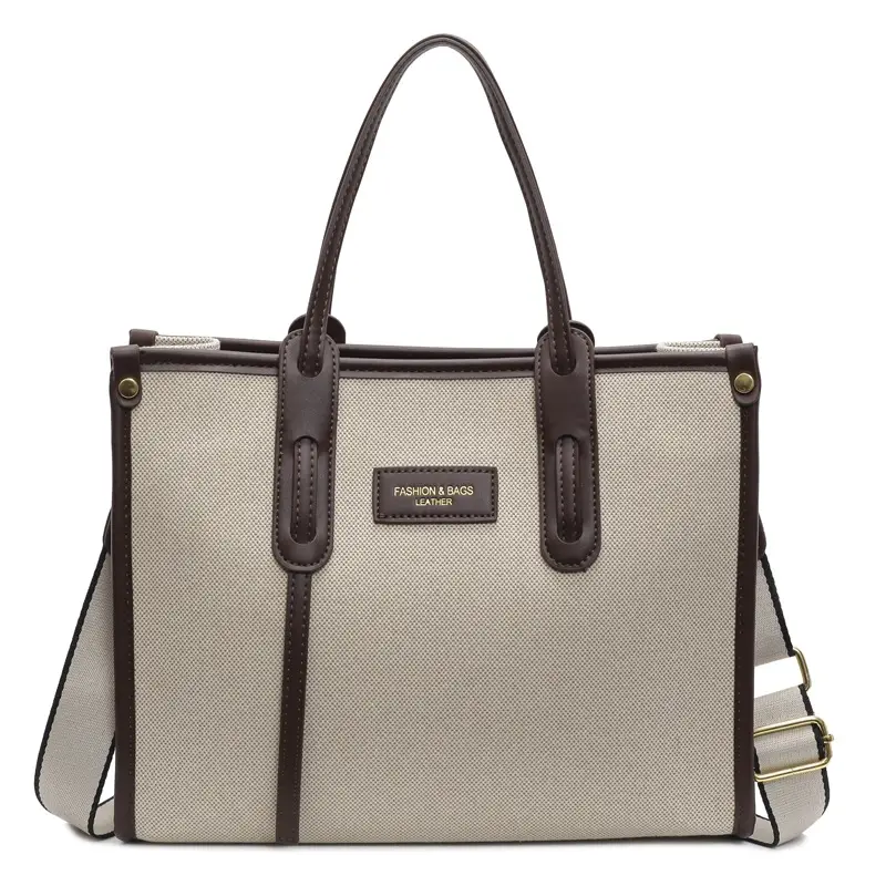 Women's Large Canvas Shoulder Crossbody Bag Grey - Image 2