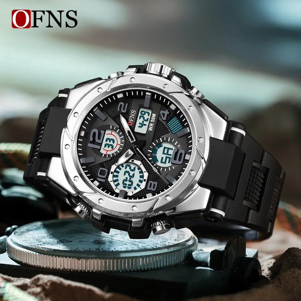 O'FNS Men's Waterproof Digital Watch Black
