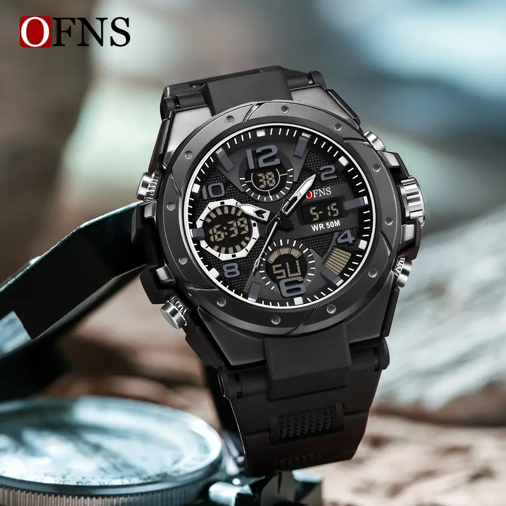 O'FNS Men's Waterproof Digital Watch Black