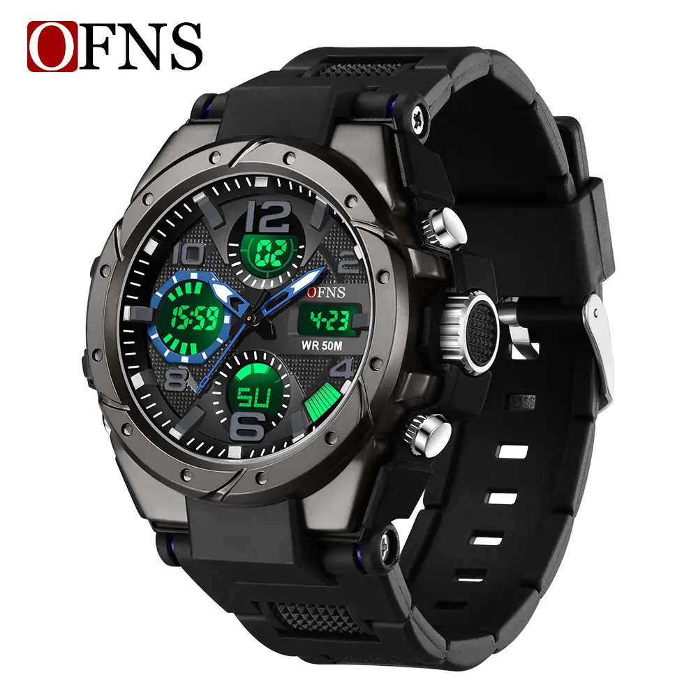 O'FNS Men's Waterproof Digital Watch Black