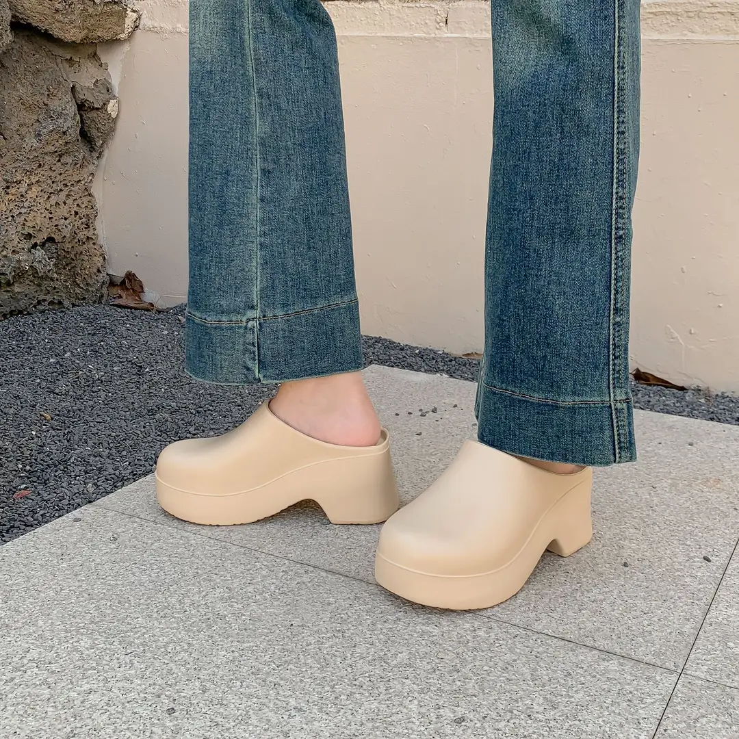 Birkenth Shoes Platform Sandals Women's Cross-border Foreign Trade High-heeled Baotou Slippers European and American Ins Trendy EVA Half-bag Sandals - Image 5