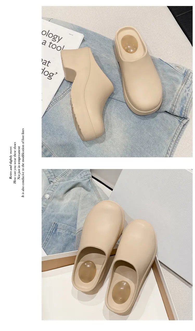 Birkenth Shoes Platform Sandals Women's Cross-border Foreign Trade High-heeled Baotou Slippers European and American Ins Trendy EVA Half-bag Sandals — feature 37