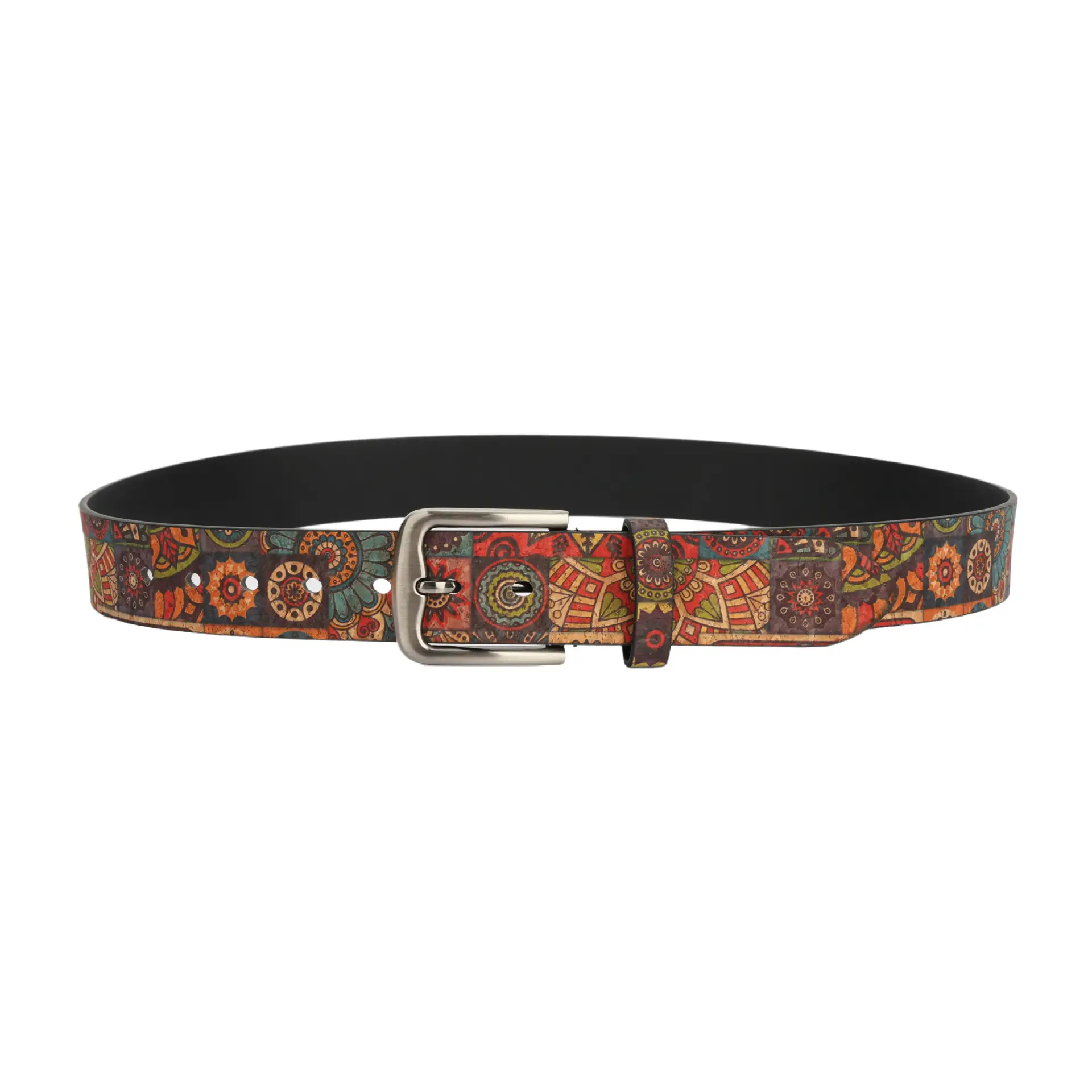 Women's Ethnic Pattern Belt with Metal Buckle