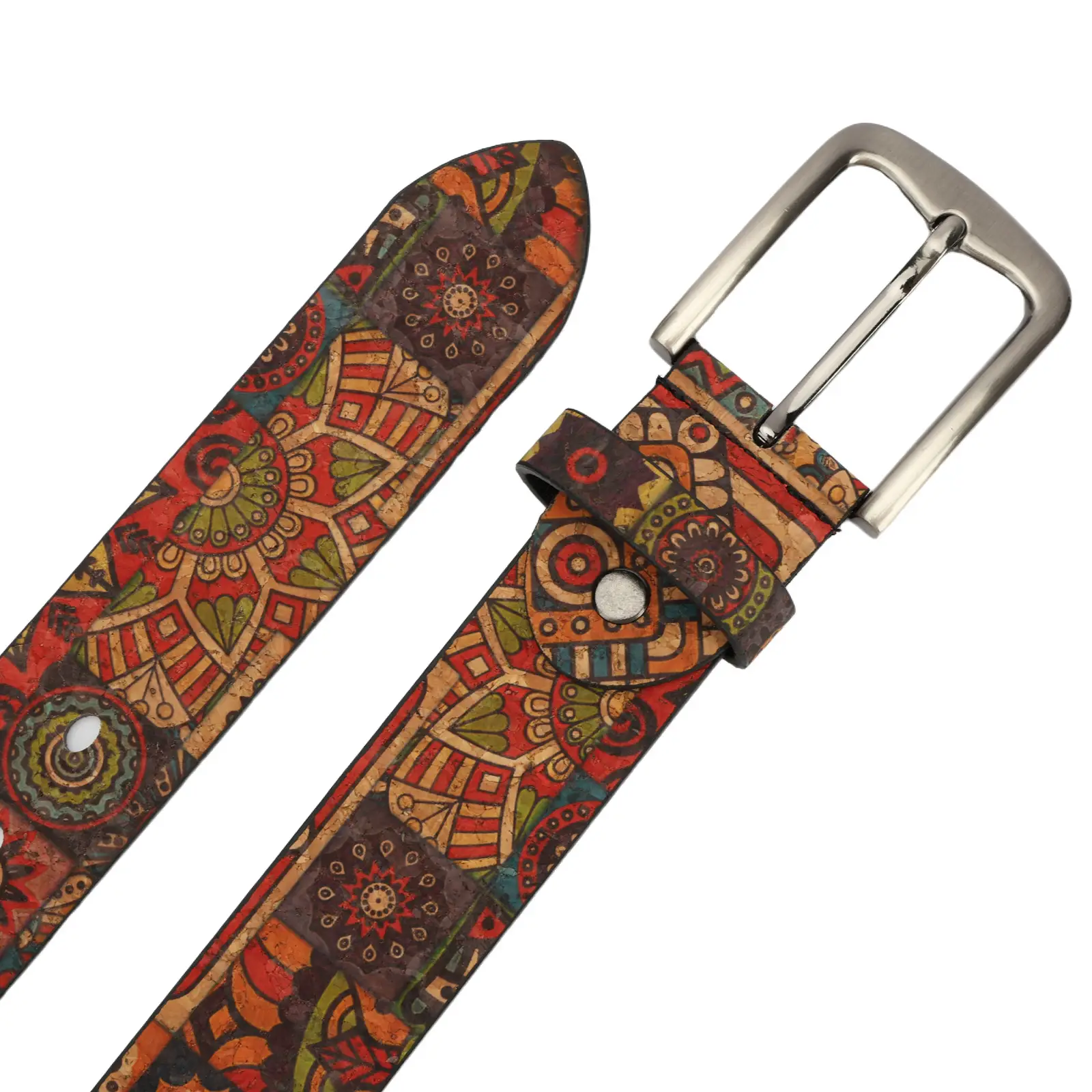 Women's Ethnic Pattern Belt with Metal Buckle