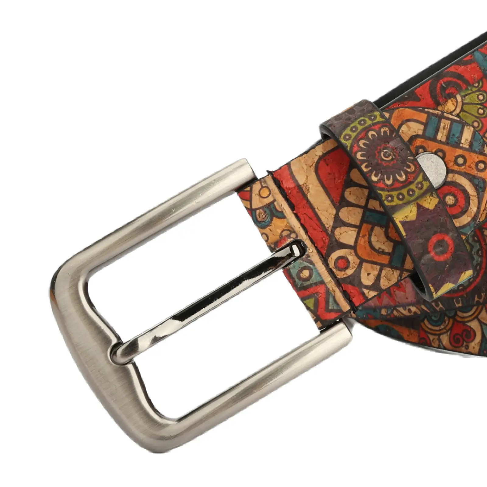 Women's Ethnic Pattern Belt with Metal Buckle