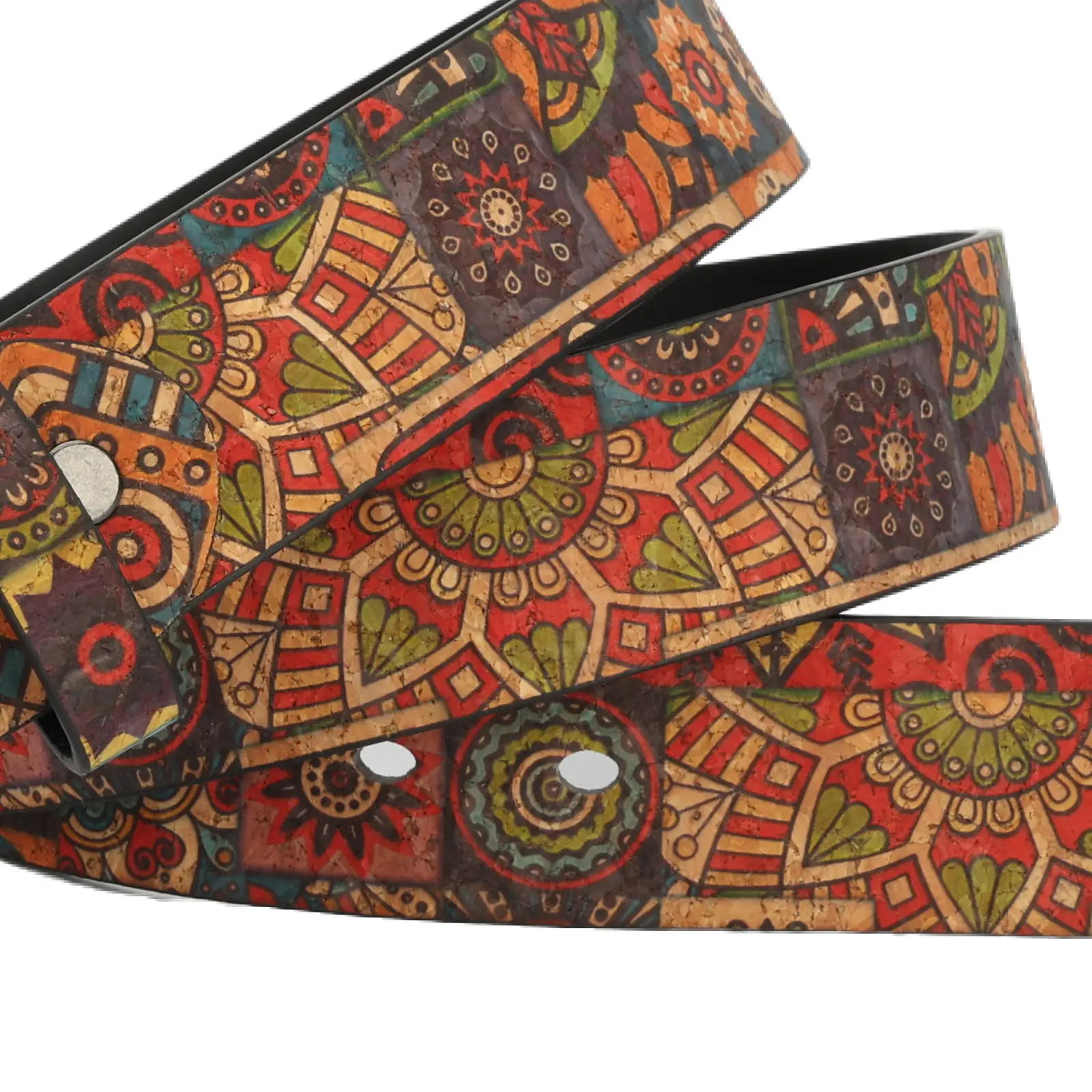 Women's Ethnic Pattern Belt with Metal Buckle