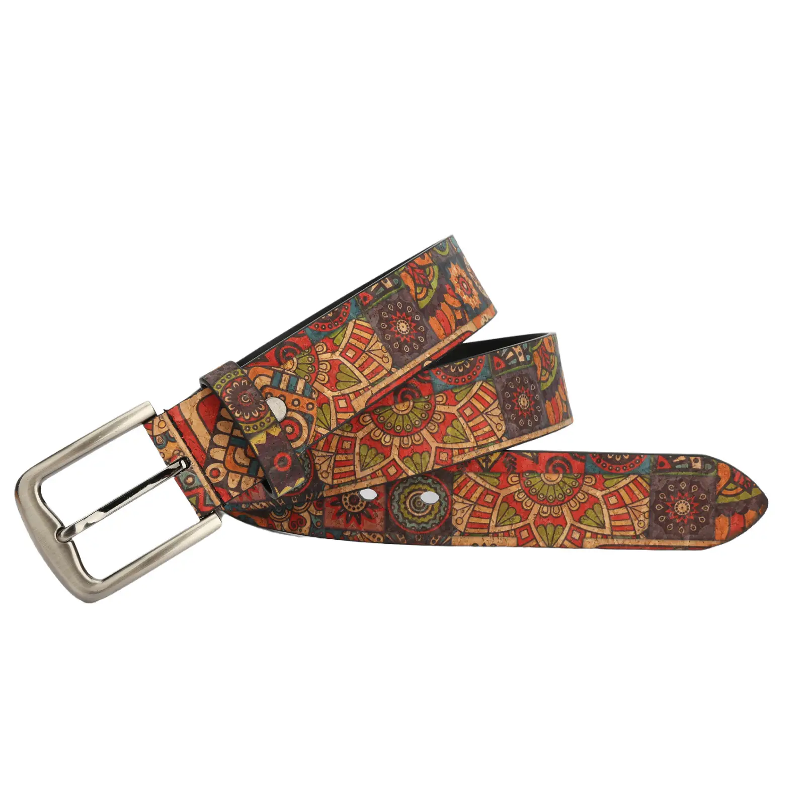 Women's Ethnic Pattern Belt with Metal Buckle