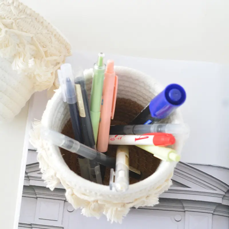 Woven Cosmetic Brush Storage Basket for Home & Office - Image 6