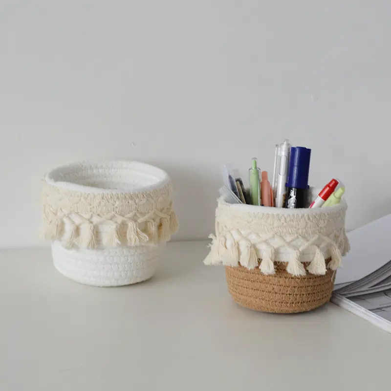 Woven Cosmetic Brush Storage Basket for Home & Office — feature 12