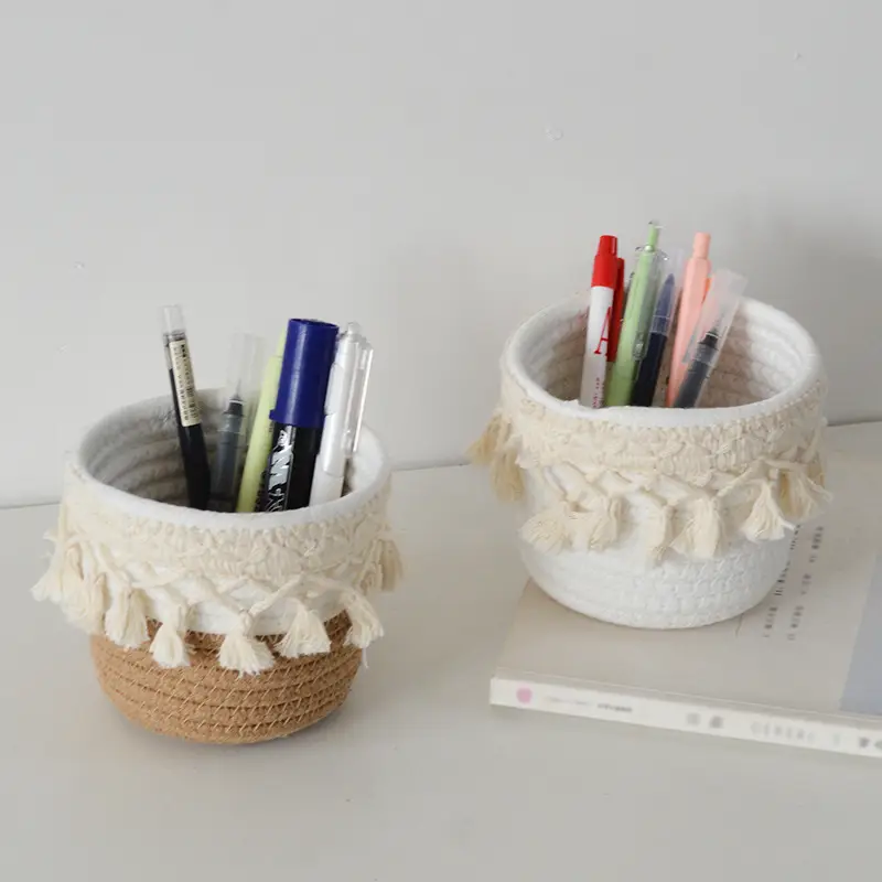 Woven Cosmetic Brush Storage Basket for Home & Office — feature 13