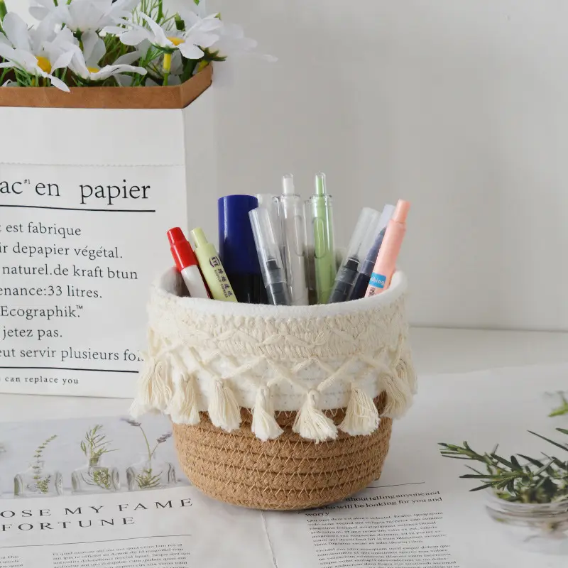 Woven Cosmetic Brush Storage Basket for Home & Office — feature 17
