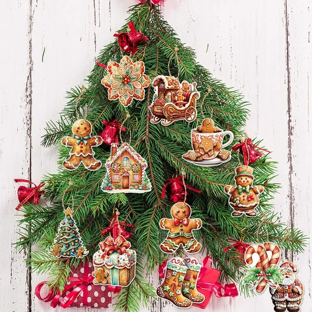 Gingerbread Man Christmas Ornament Set 4 Pieces