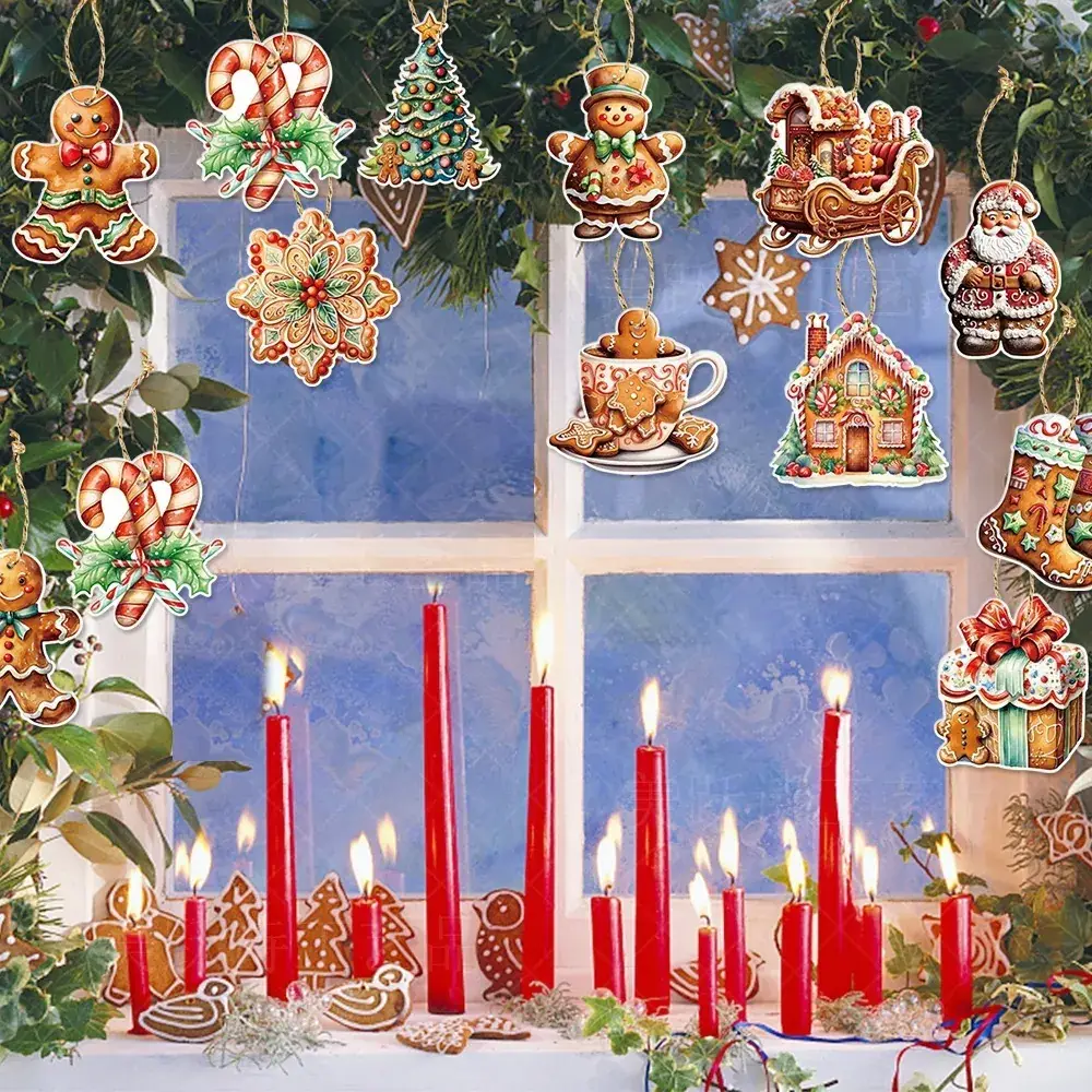 Gingerbread Man Christmas Ornament Set 4 Pieces