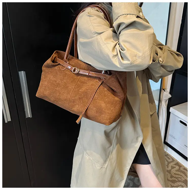 Retro Brown Tote Bag Women 2025 Winter Casual Shoulder — feature 17