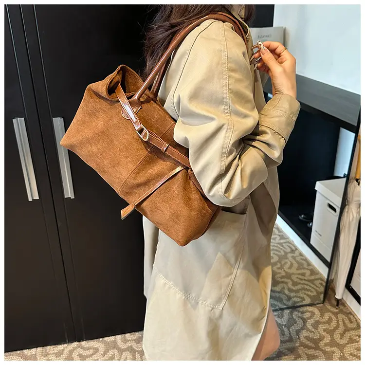 Retro Brown Tote Bag Women 2025 Winter Casual Shoulder — feature 18