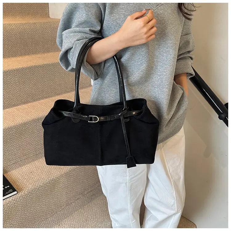 Retro Brown Tote Bag Women 2025 Winter Casual Shoulder — feature 27