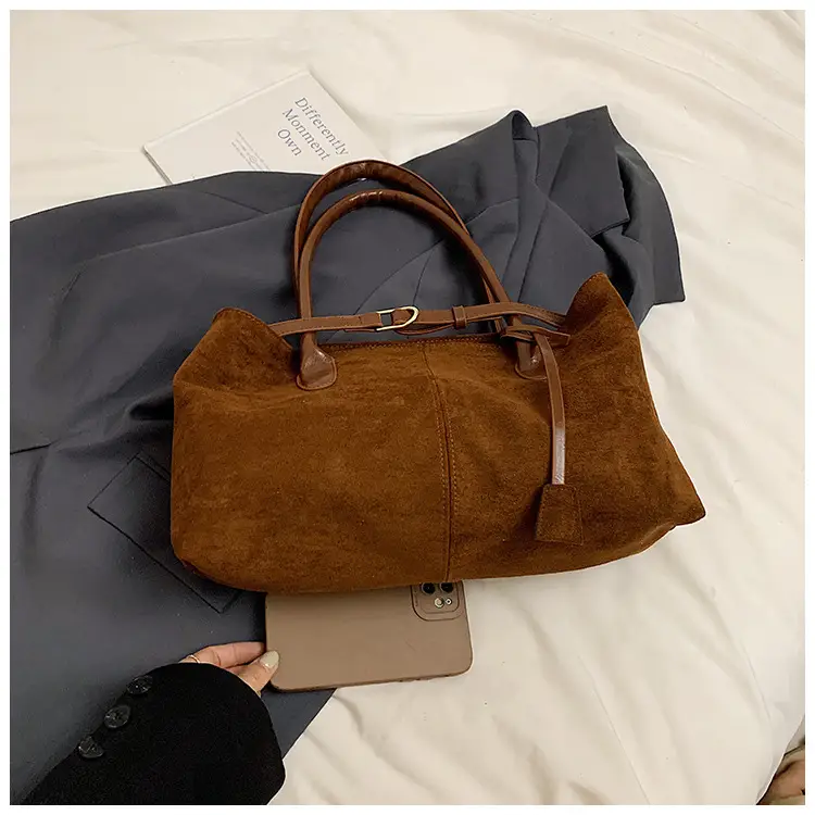 Retro Brown Tote Bag Women 2025 Winter Casual Shoulder — feature 32
