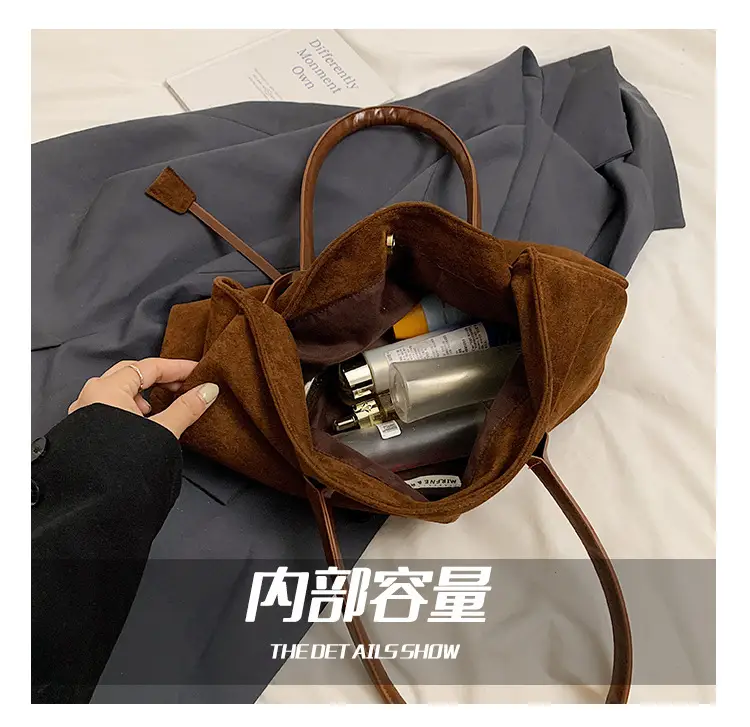 Retro Brown Tote Bag Women 2025 Winter Casual Shoulder — feature 9
