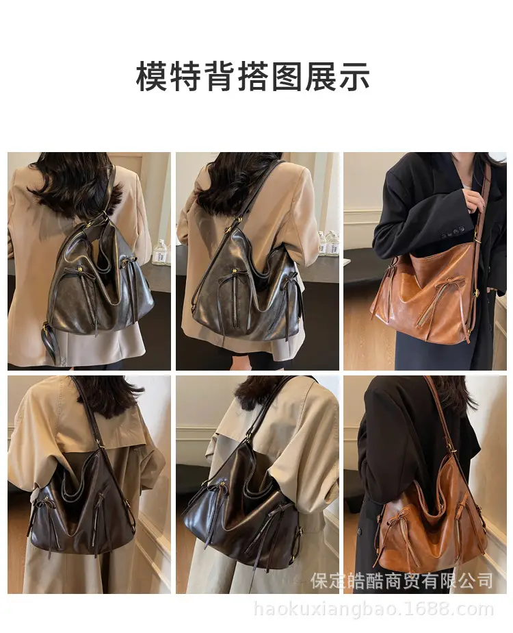 Cross-Border Retro Women's Shoulder Bag Black 2024 — feature 8