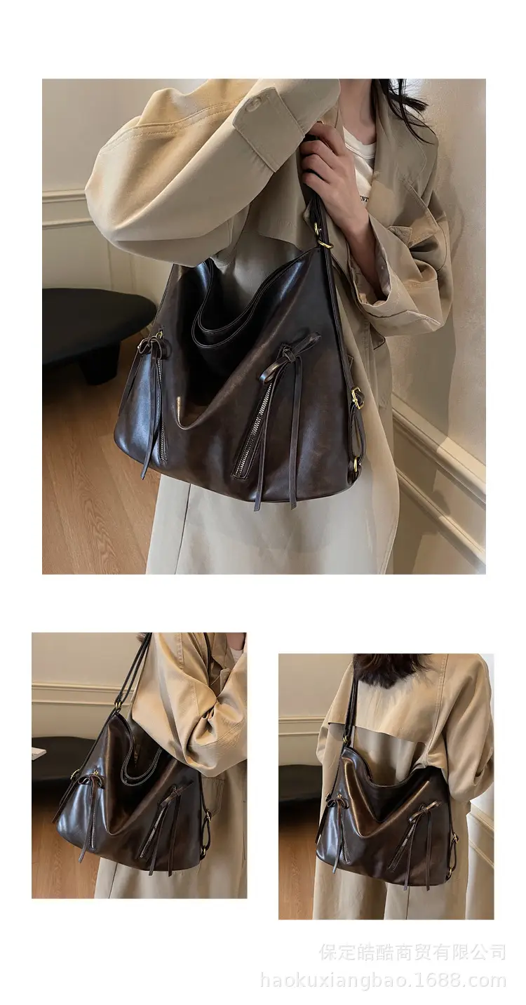 Cross-Border Retro Women's Shoulder Bag Black 2024 — feature 9