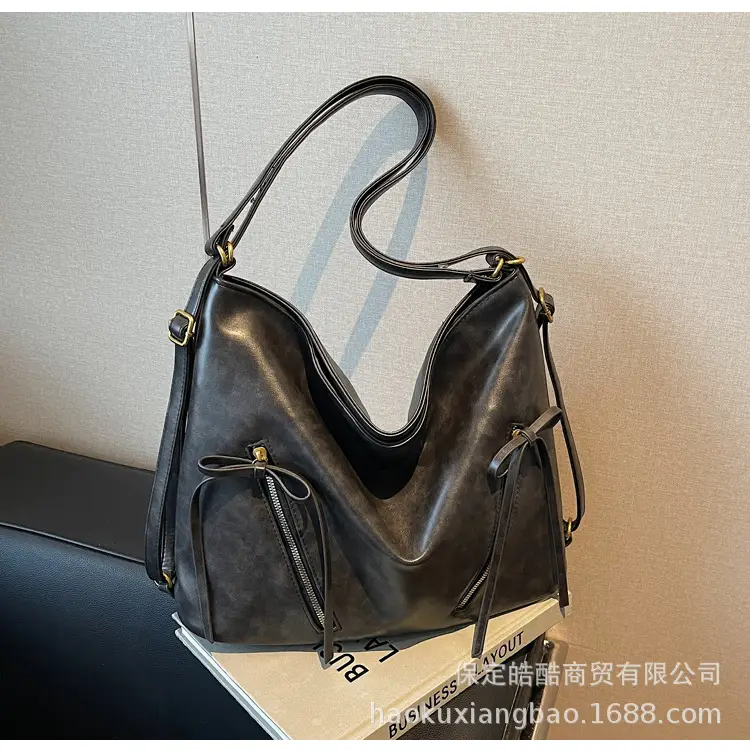 Cross-Border Retro Women's Shoulder Bag Black 2024 - Image 3