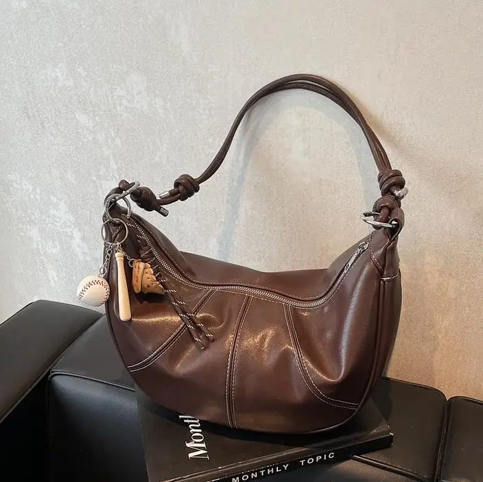 Brown Leather Retro Commuter Bag for Women - Image 9