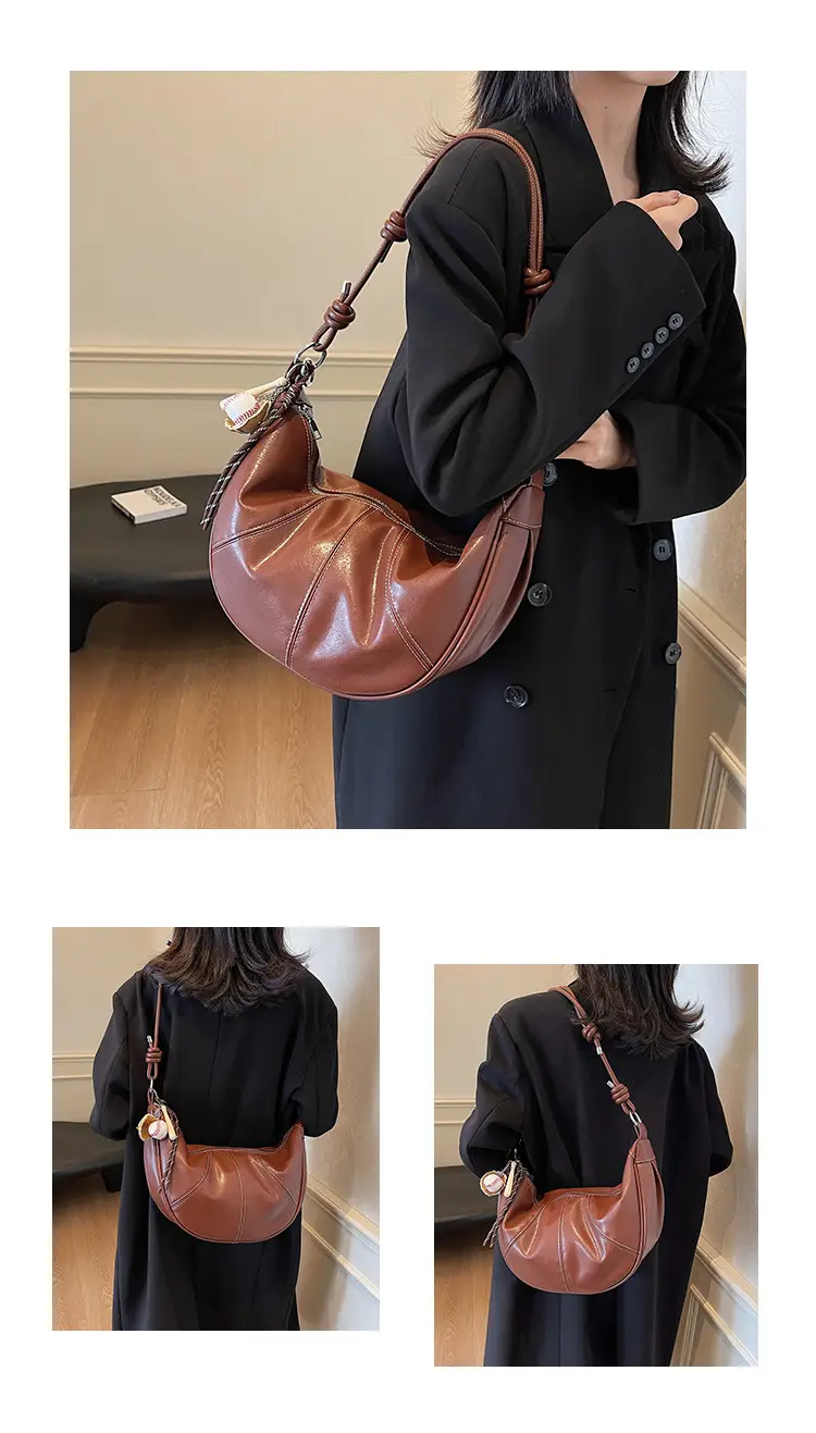 Brown Leather Retro Commuter Bag for Women — feature 11