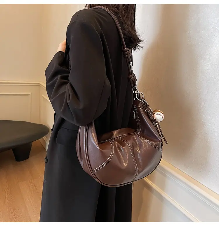 Brown Leather Retro Commuter Bag for Women — feature 17