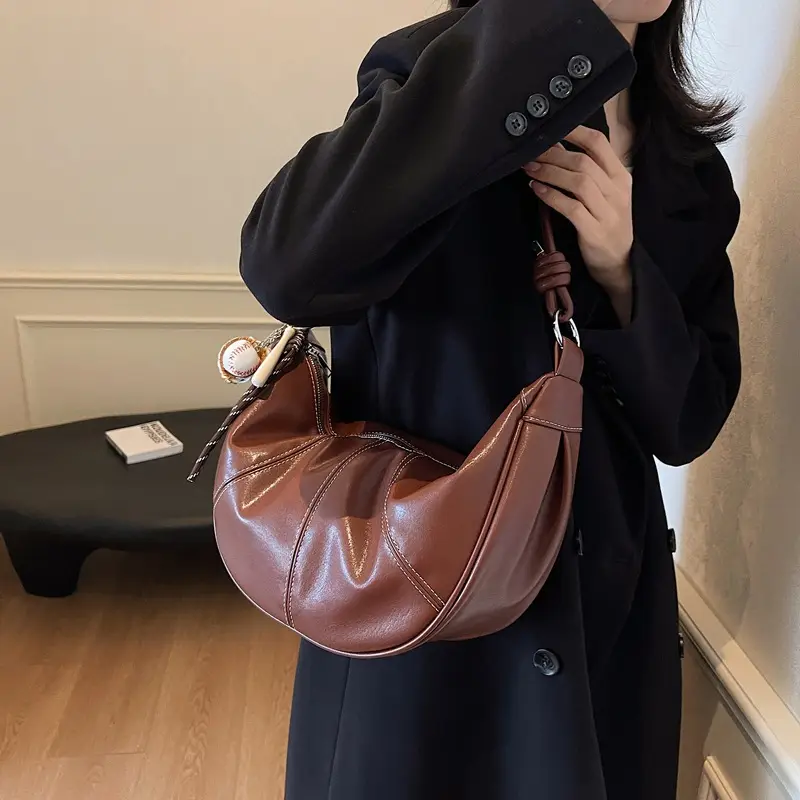 Brown Leather Retro Commuter Bag for Women - Image 8