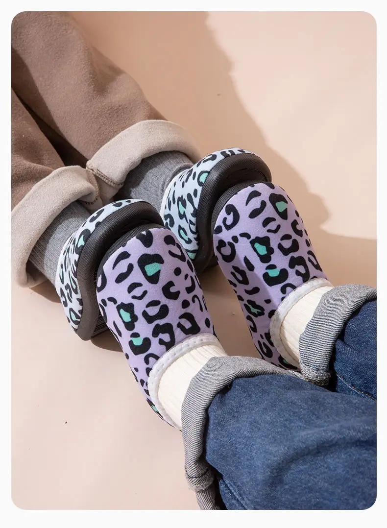 Children's cotton slippers men's and women's autumn and winter home children's baby bag heel thick warm non-slip soft bottom cotton shoes — feature 14