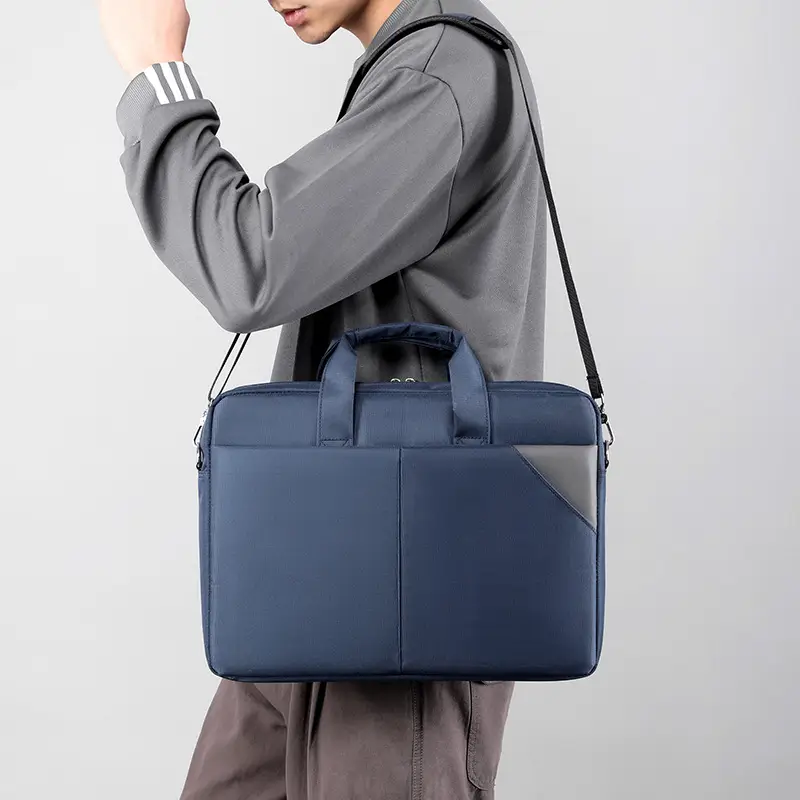 Men's Navy Blue Nylon Business Bag Shoulder Crossbody - Image 5