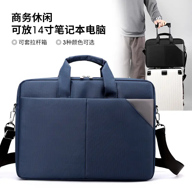 Men's Navy Blue Nylon Business Bag Shoulder Crossbody — feature 32