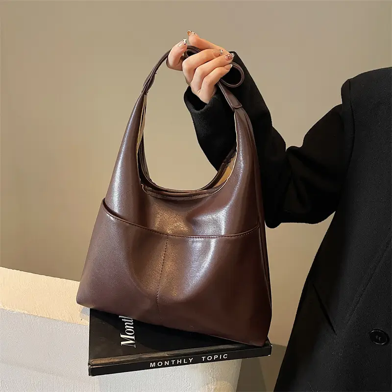 Women Brown Leather Shoulder Bag 2024 Summer - Image 5