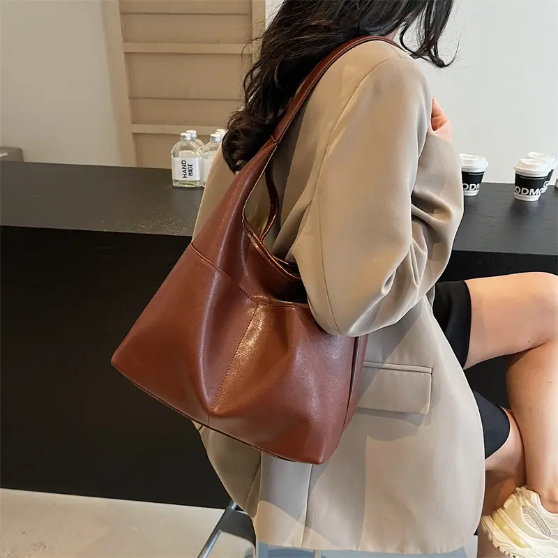 Women Brown Leather Shoulder Bag 2024 Summer - Image 7
