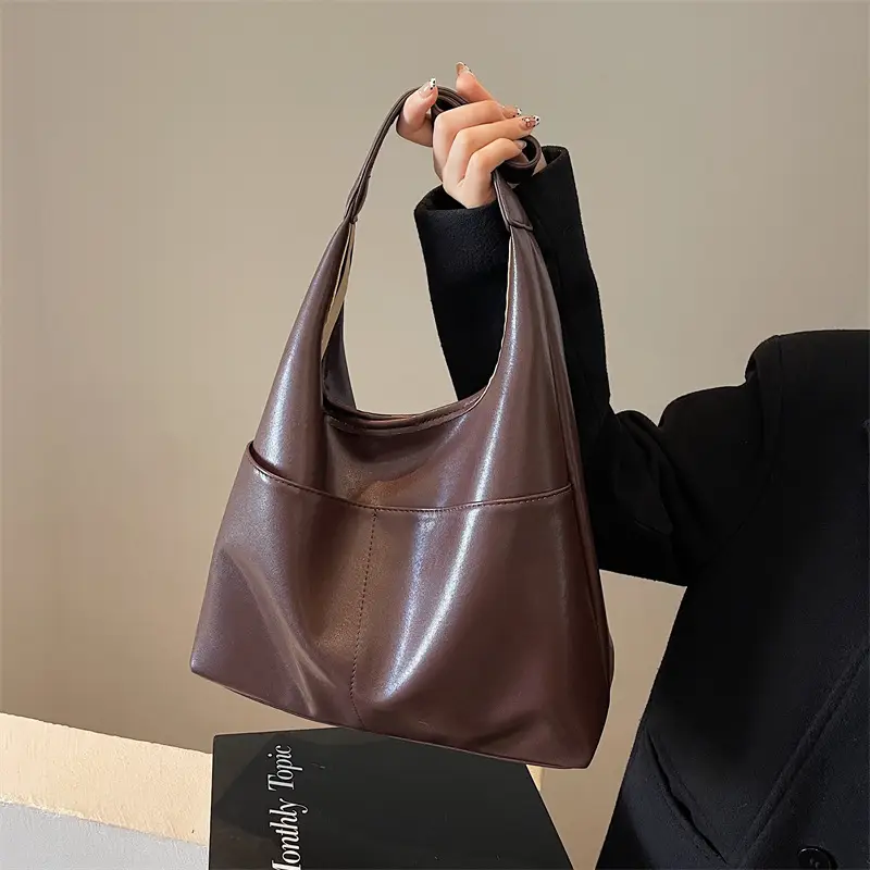Women Brown Leather Shoulder Bag 2024 Summer - Image 2
