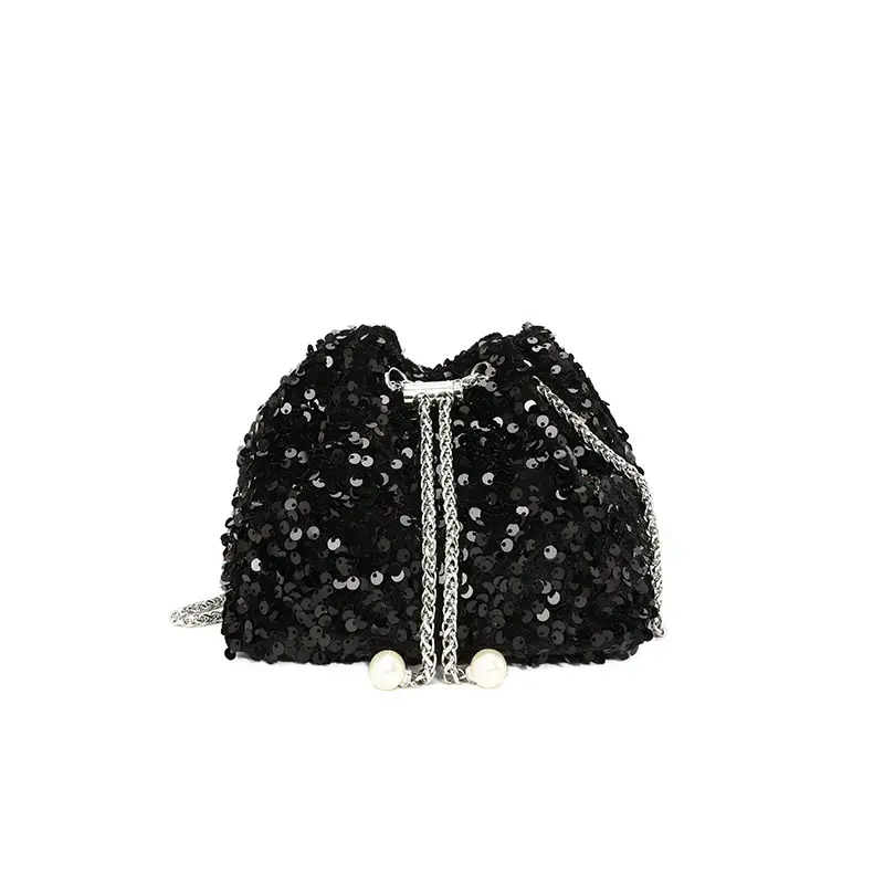 Black Sequin Personalized Shoulder Bag for Women - Image 7