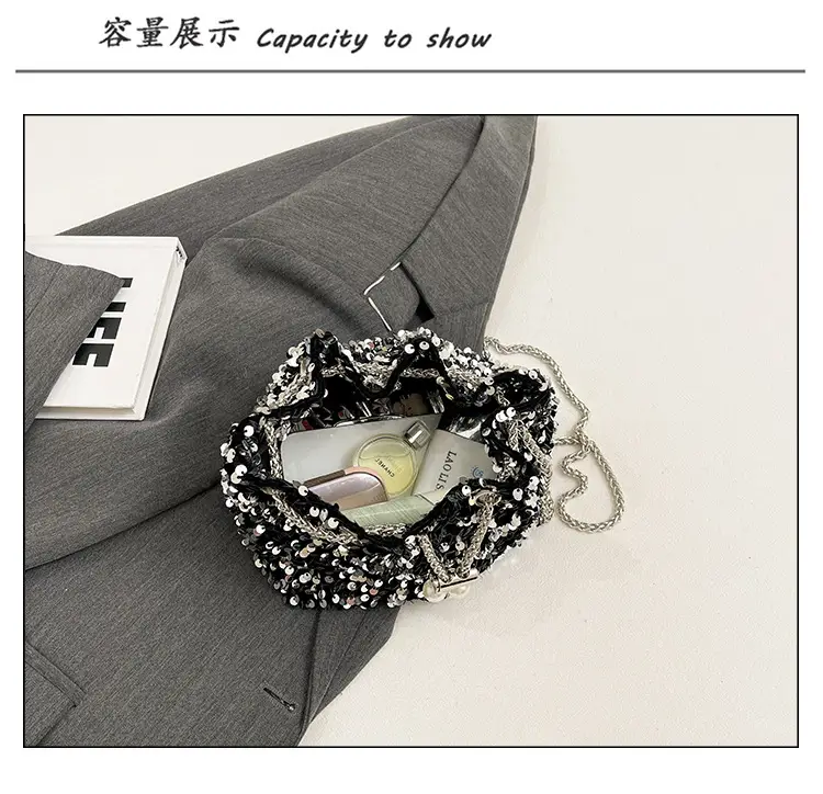 Black Sequin Personalized Shoulder Bag for Women — feature 10