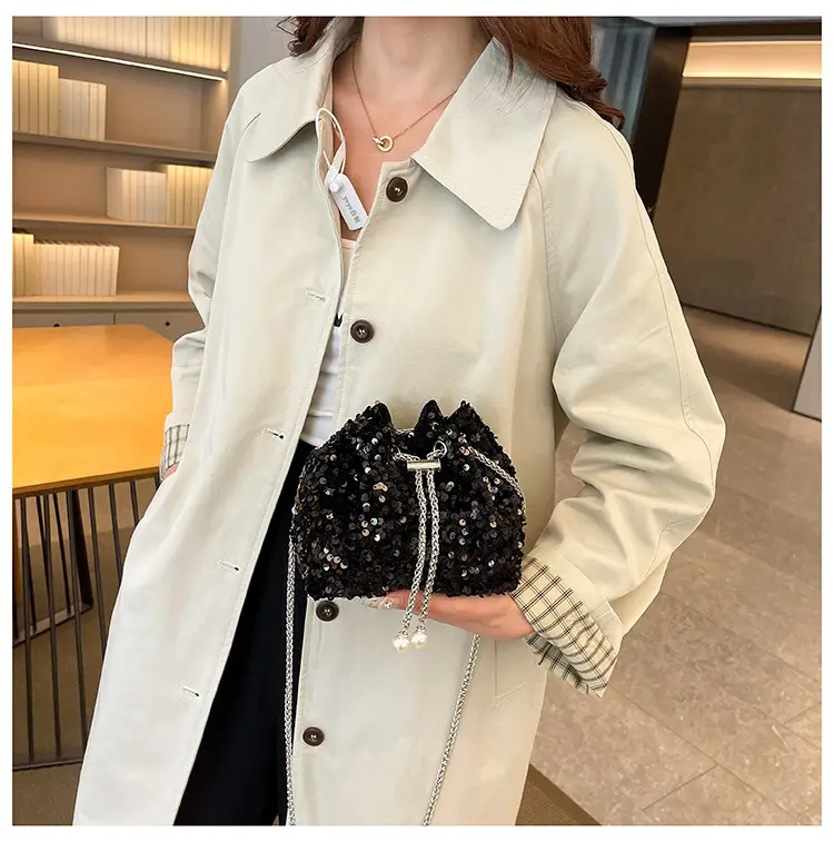 Black Sequin Personalized Shoulder Bag for Women — feature 20