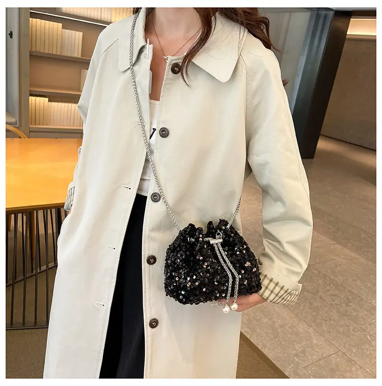 Black Sequin Personalized Shoulder Bag for Women — feature 22