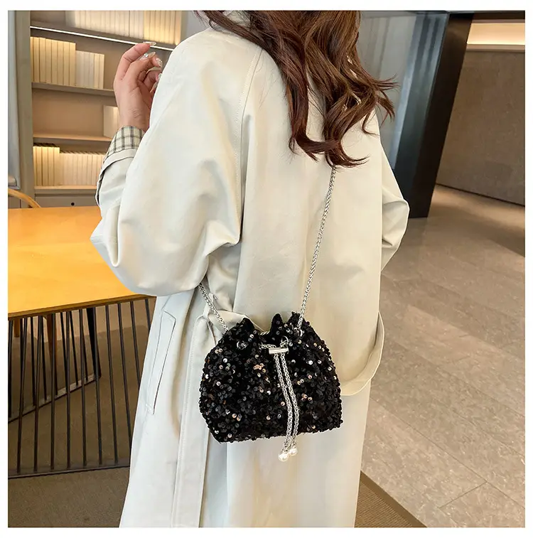 Black Sequin Personalized Shoulder Bag for Women — feature 23