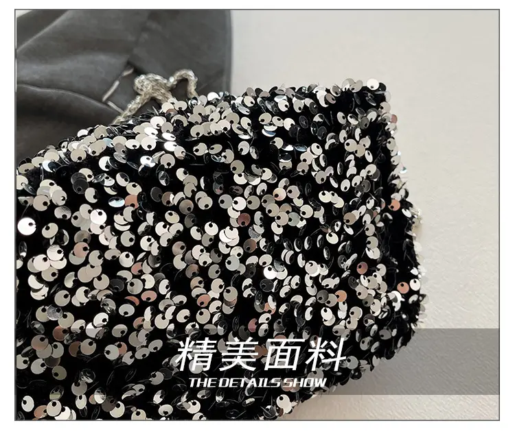 Black Sequin Personalized Shoulder Bag for Women — feature 7