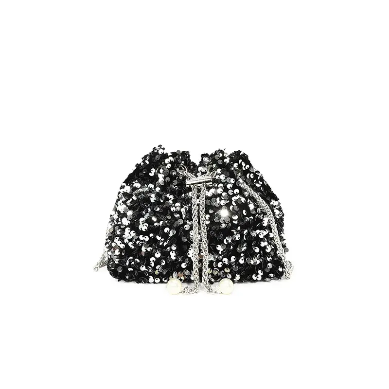 Black Sequin Personalized Shoulder Bag for Women - Image 2
