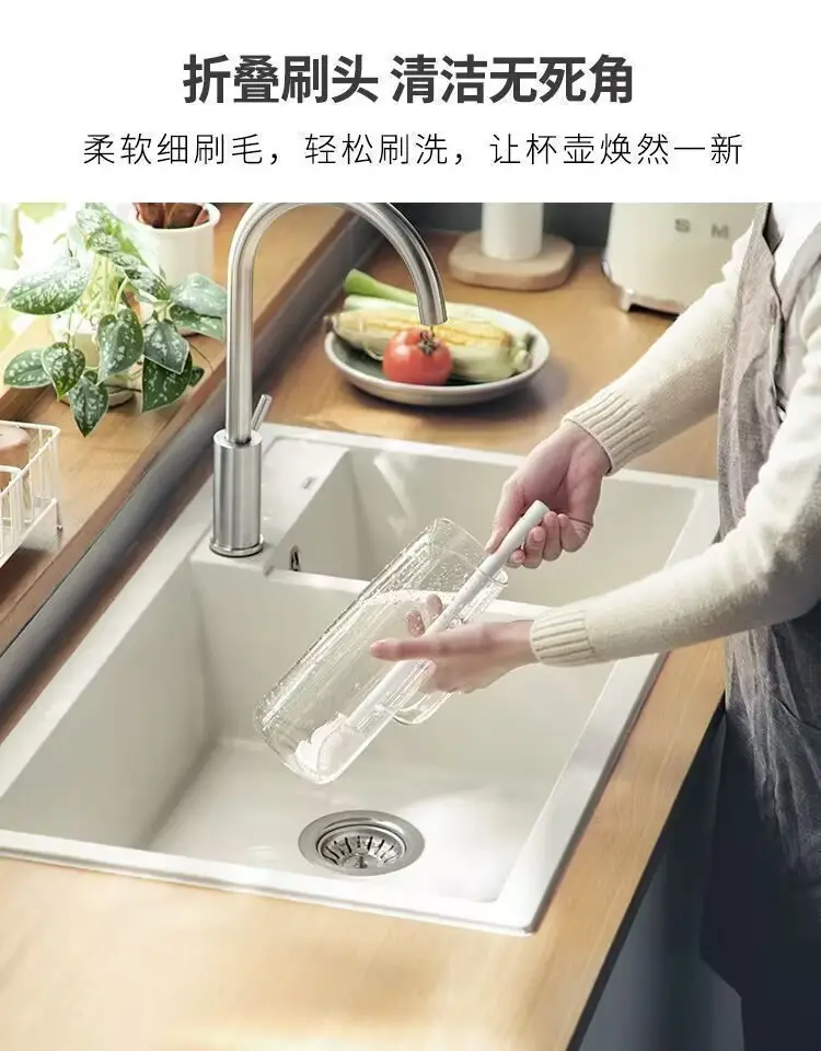 Long-Handled Silicone Cup Washing Brush 90° Bend — feature 1