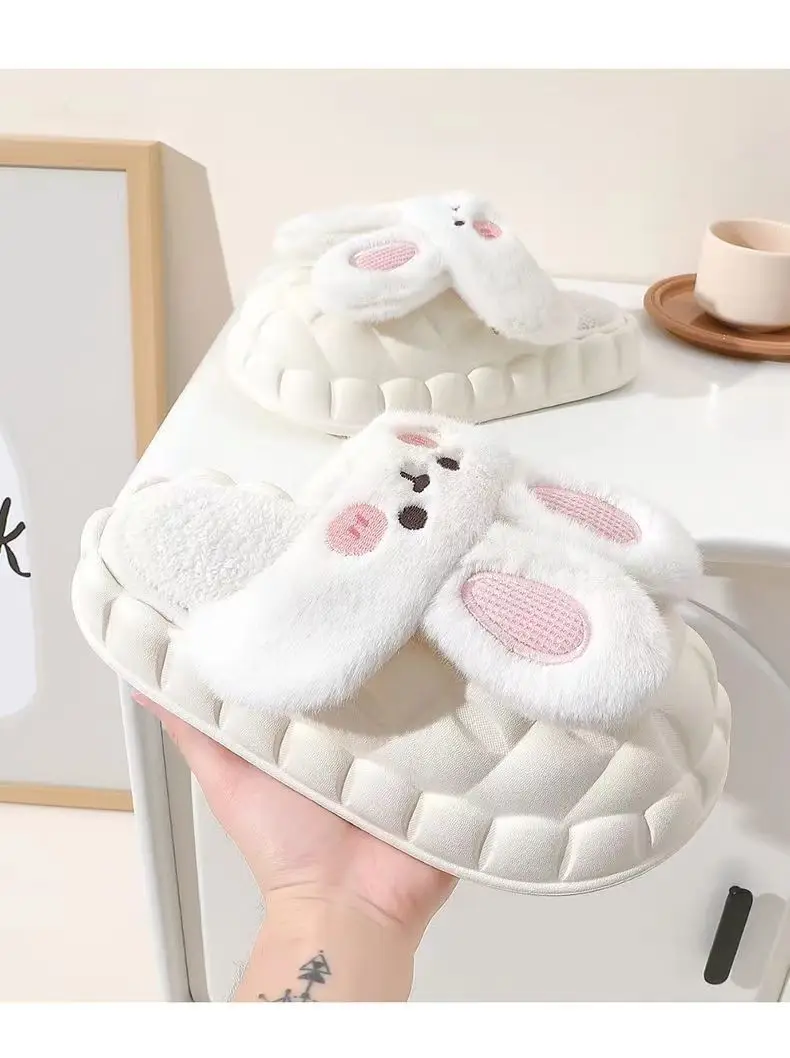 Removable Cotton Slippers 2024 Winter Home Cute Rabbit Outer Wear Non-Slip Waterproof Warm Home Confinement Cotton Shoes — feature 10
