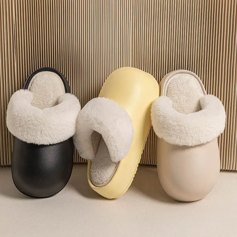 Removable Cotton Slippers for Women in Winter, Warm Outer Wear, Non-Slip, Waterproof, Indoor Home Plush Confinement Cotton Shoes