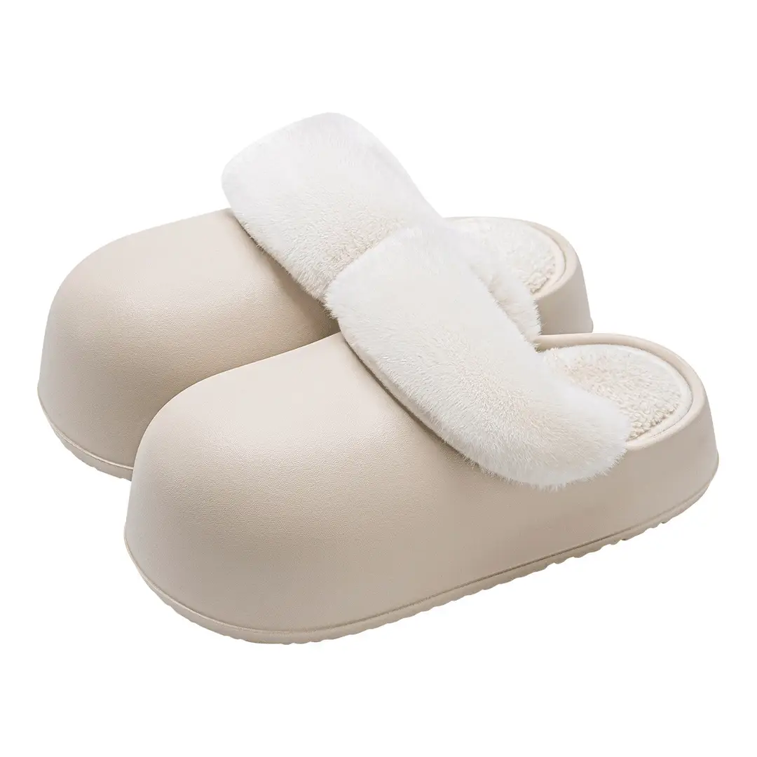 Removable Cotton Slippers for Women in Winter, Warm Outer Wear, Non-Slip, Waterproof, Indoor Home Plush Confinement Cotton Shoes