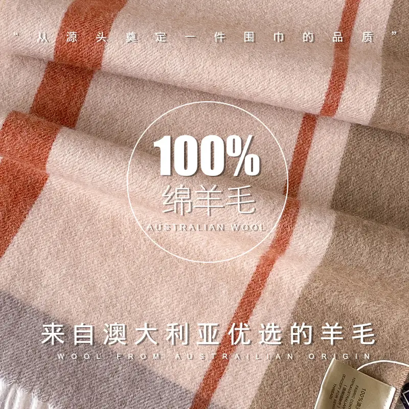 Men's Winter Wool Plaid Scarf Dark Blue High-end Cashmere - Image 10